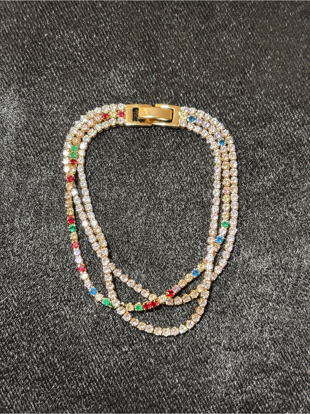 6.5mm Yellow Gold Triple Tennis CZ Bracelet 7 1/2 in. - Picture 4 of 10
